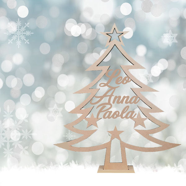 Albero di Natale personalizzato con foto - Albero in legno con Sfere Personalizzate