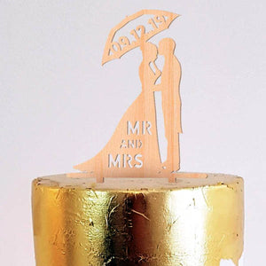 Cake Topper ombrello per sposi in legno
