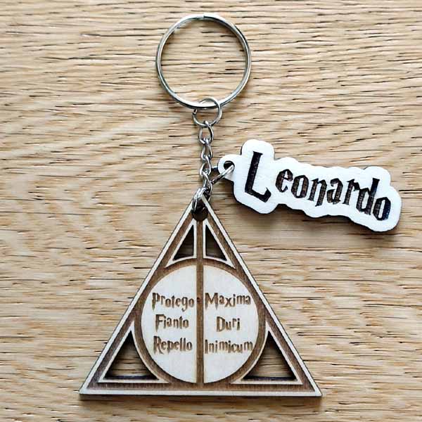 Portachiavi Harry Potter artigianale in legno