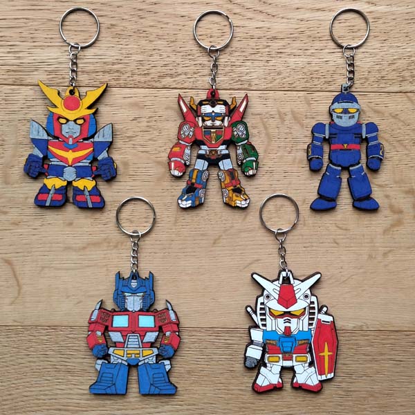 Set portachiavi robot anni 80