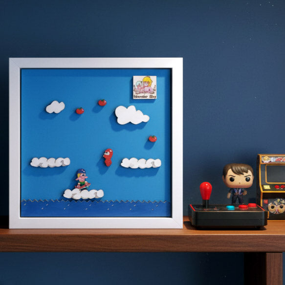Wonder Boy Quadro Cornice Diorama Pixel Art in legno