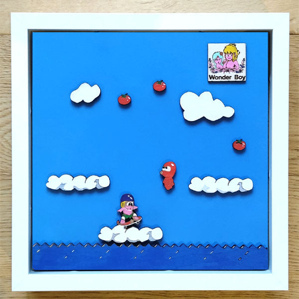 Wonder Boy Quadro Cornice Diorama Pixel Art in legno