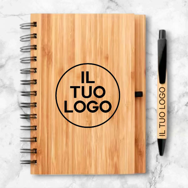 Kit agenda e penna in legno personalizzati regalo aziendale