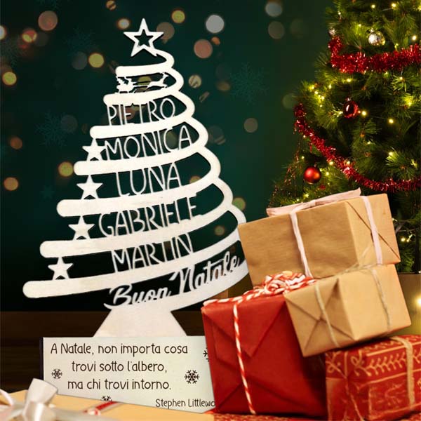 Albero di Natale personalizzato con nomi famiglia con base