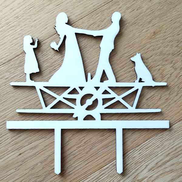 Cake topper matrimonio raffigurante coppia su aereo 