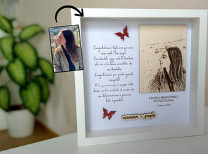 Cornice con foto incisa su legno idea regalo personalizzata