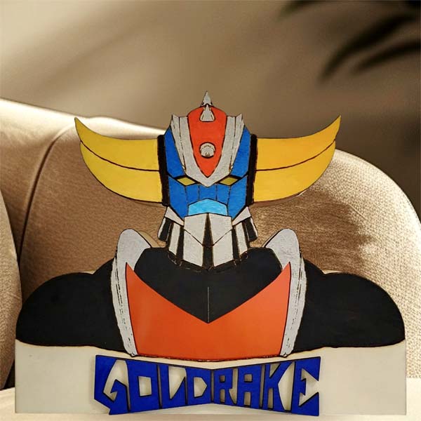 Goldrake lampada artigianale in legno