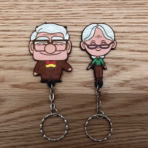 Coppia portachiavi film UP in legno personalizzabile regalo per innamorati San Valentino
