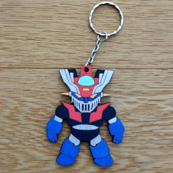 Portachiavi Mazinga Z regalo originale in legno per uomo