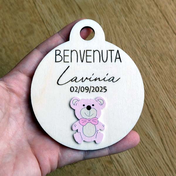 Targhetta nascita in legno