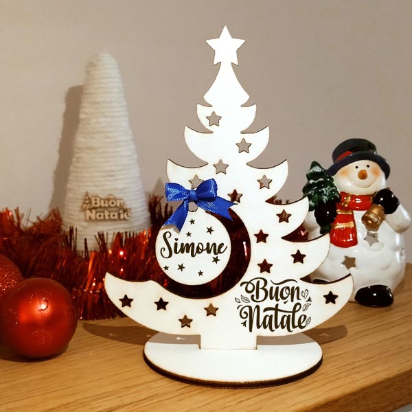 Albero Natale in legno con nome personalizzato