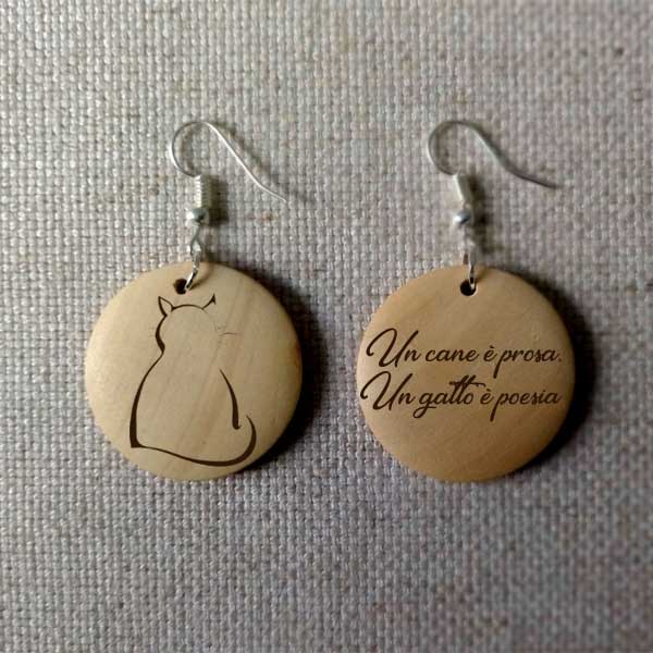 Orecchini In Legno Con Venature Scure - Gioielli Naturali Per Donne - Foto 5