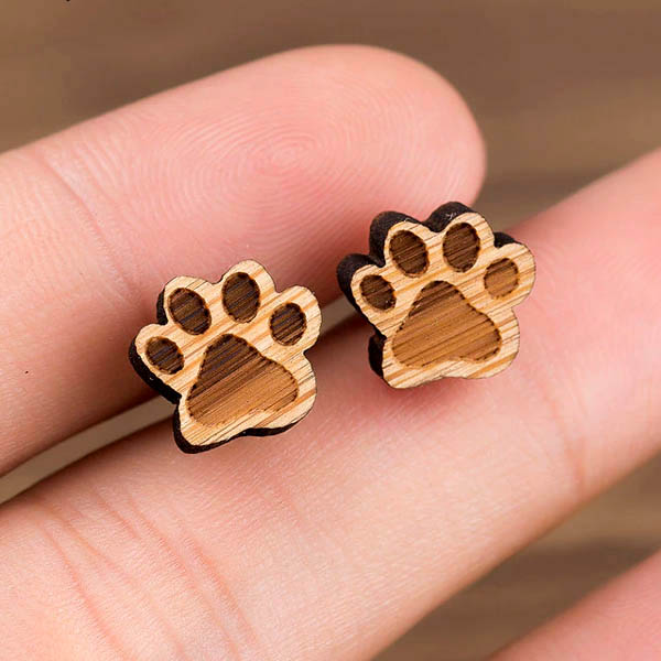 orecchini legno impronte cuccioli cani gatti