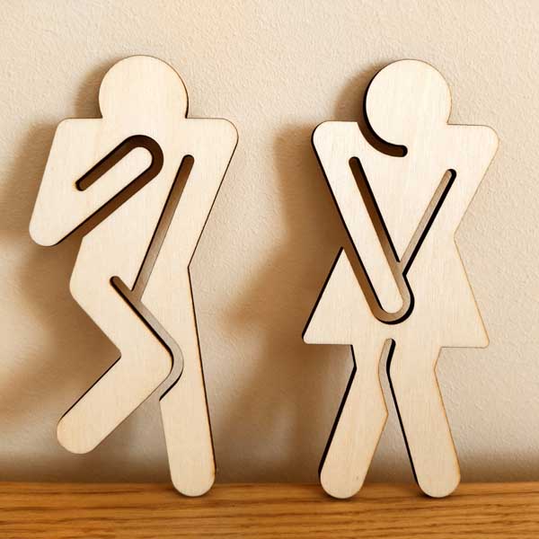 targhe fuoriporta uomo donna bagno toilette legno